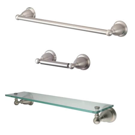 Kingston Brass Heritage 3 Piece Bathroom Package with 18" Towel Bar, Toilet Paper Holder Brushed Nickel