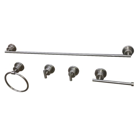 Kingston Brass Concord 5 Piece Bathroom Package with 18" Towel Bar, Robe Hook, Towel Ring, Toilet Paper Holder Brushed Nickel