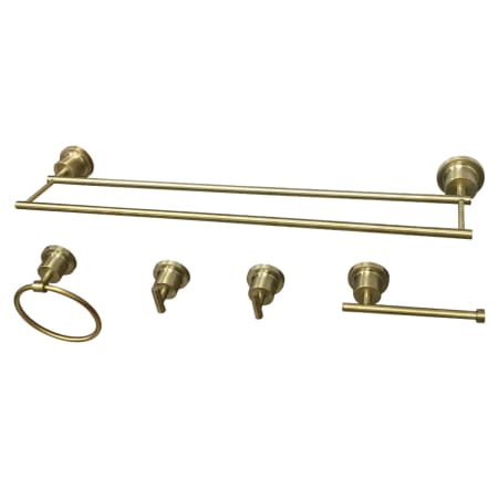 Kingston Brass Concord 5 Piece Bathroom Package with 18" Towel Bar, Robe Hook, Towel Ring, Toilet Paper Holder Brushed Brass
