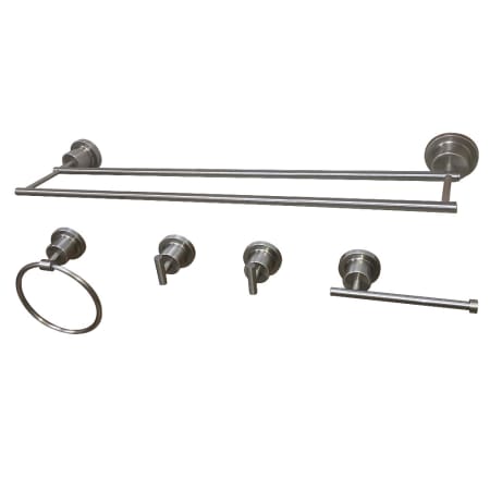 Kingston Brass Concord 5 Piece Bathroom Package with 18" Towel Bar, Robe Hook, Towel Ring, Toilet Paper Holder Brushed Nickel