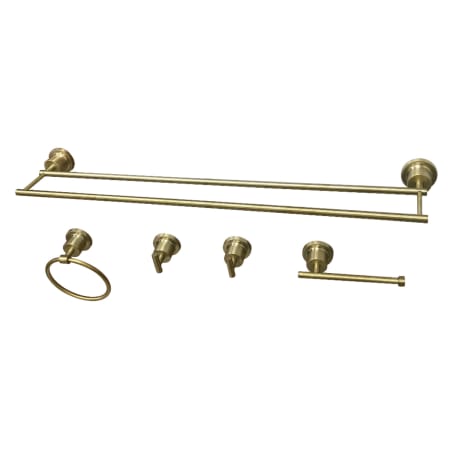Kingston Brass Concord 5 Piece Bathroom Package with 30" Towel Bar, Robe Hook, Towel Ring, Toilet Paper Holder Brushed Brass