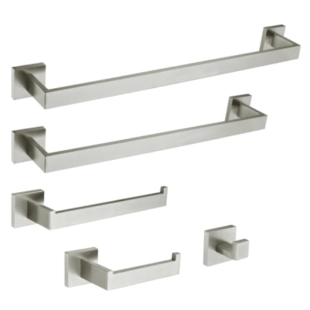 Kingston Brass Markus 5 Piece Bathroom Package with 24" Towel Bar, 18" Towel Bar, Towel Ring, Robe Hook, and Toilet Paper Holder Brushed Nickel
