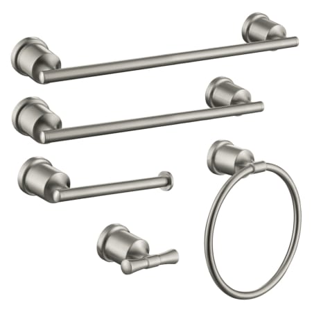 Kingston Brass Mathsson 5 Piece Bathroom Package with 18" and 24" Towel Bar, Robe Hook, Towel Ring, and Toilet Paper Holder Brushed Nickel