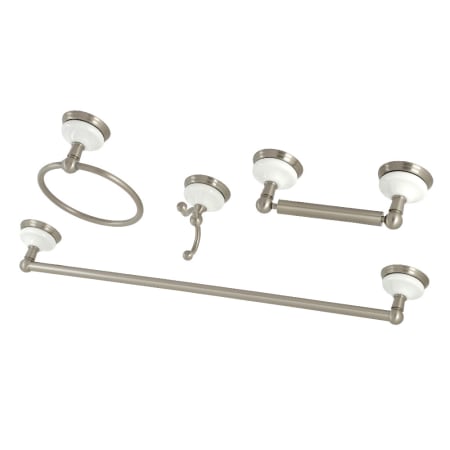 Kingston Brass Victorian 4 Piece Bathroom Package with 24" Towel Bar, Robe Hook, Towel Ring, Toilet Paper Holder Brushed Nickel