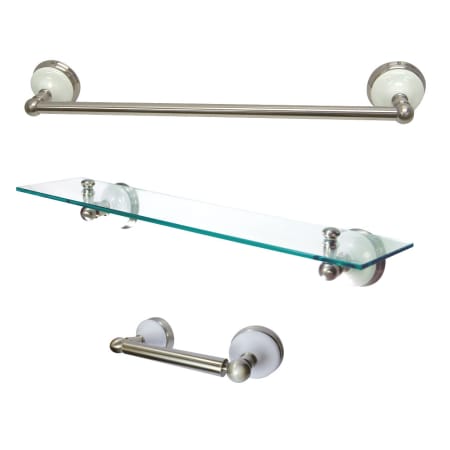 Kingston Brass Victorian 3 Piece Bathroom Package with 18" Towel Bar, Bathroom Shelf, Toilet Paper Holder Brushed Nickel