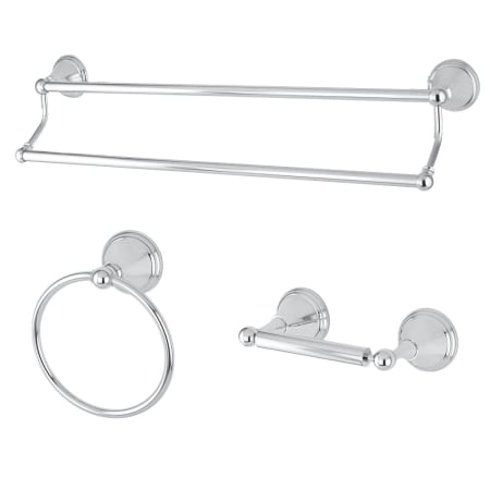 Kingston Brass Governor 3 Piece Bathroom Package with 24" Towel Bar, Towel Ring, Toilet Paper Holder Polished Chrome
