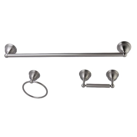 Kingston Brass Restoration 3 Piece Bathroom Package with 24" Towel Bar, Towel Ring, Toilet Paper Holder Brushed Nickel