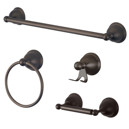 Kingston Brass Restoration 4 Piece Bathroom Package with 18" Towel Bar, Robe Hook, Towel Ring, Toilet Paper Holder Oil Rubbed Bronze
