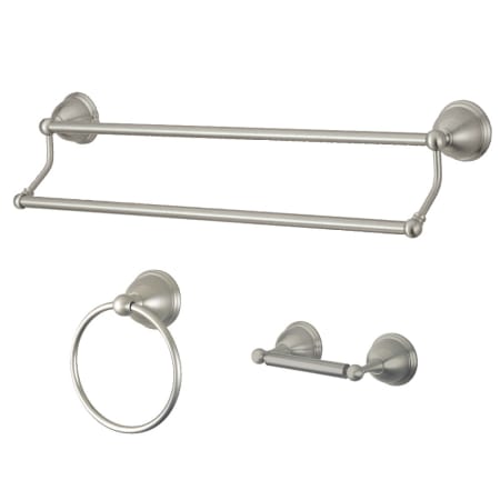 Kingston Brass Restoration 3 Piece Bathroom Package with 24" Towel Bar, Towel Ring, Toilet Paper Holder Brushed Nickel