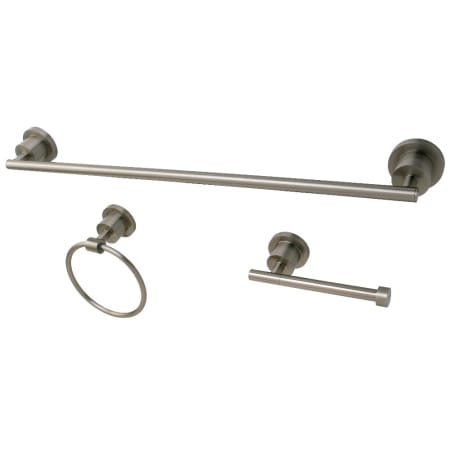 Kingston Brass Concord 3 Piece Bathroom Package with 24" Towel Bar, Towel Ring, Toilet Paper Holder Brushed Nickel