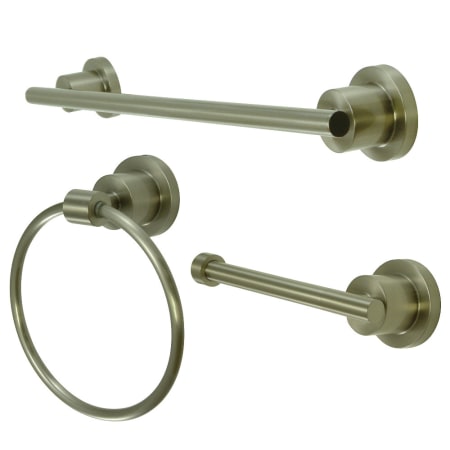 Kingston Brass Concord 3 Piece Bathroom Package with 18" Towel Bar, Towel Ring, Toilet Paper Holder Brushed Nickel