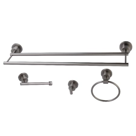 Kingston Brass Concord 4 Piece Bathroom Package with 24" Towel Bar, Robe Hook, Toilet Paper Holder Brushed Nickel