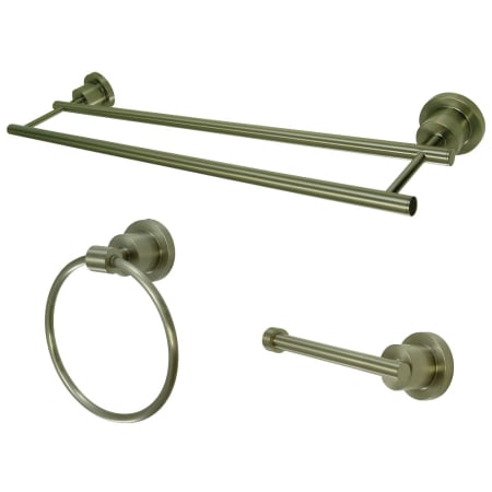 Kingston Brass Concord 3 Piece Bathroom Package with 24" Towel Bar, Toilet Paper Holder Brushed Nickel