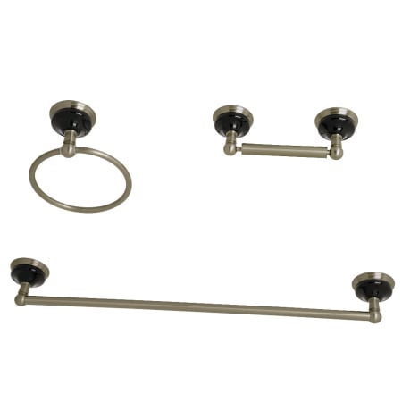 Kingston Brass Water Onyx 3 Piece Bathroom Package with 24" Towel Bar, Towel Ring, Toilet Paper Holder Brushed Nickel