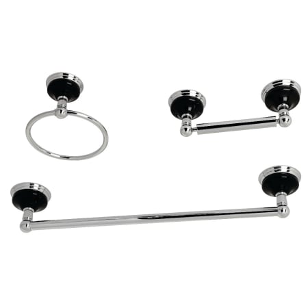 Kingston Brass Water Onyx 3 Piece Bathroom Package with 18" Towel Bar, Towel Ring, Toilet Paper Holder Polished Chrome