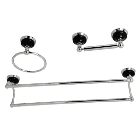 Kingston Brass Water Onyx 3 Piece Bathroom Package with 24" Towel Bar, Towel Ring, Toilet Paper Holder Polished Chrome