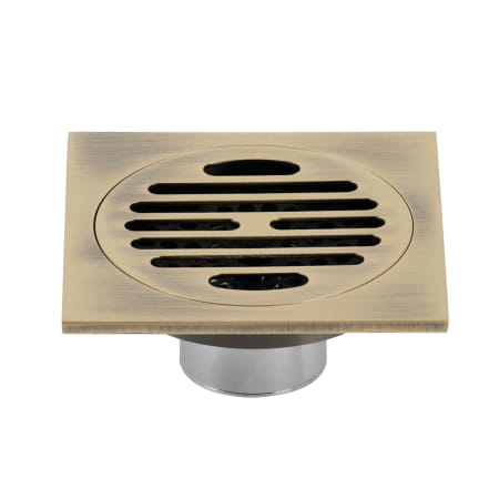 Kingston Brass Watercourse 4" Wide Symmetric Square Shower Drain Antique Brass
