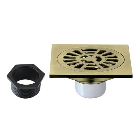 Kingston Brass Watercourse 3-15/16" Square Shower Drain Antique Brass