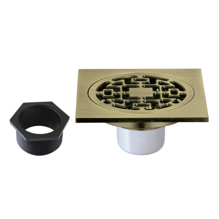 Kingston Brass Watercourse 3-15/16" Square Shower Drain Antique Brass