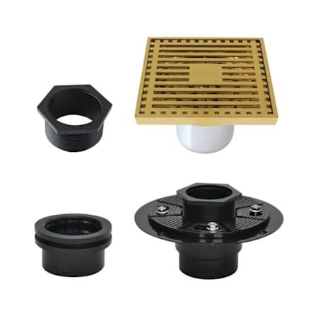 Kingston Brass Watercourse 3-15/16" Square Shower Drain Brushed Brass