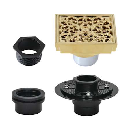 Kingston Brass Watercourse 3-15/16" Square Shower Drain Brushed Brass