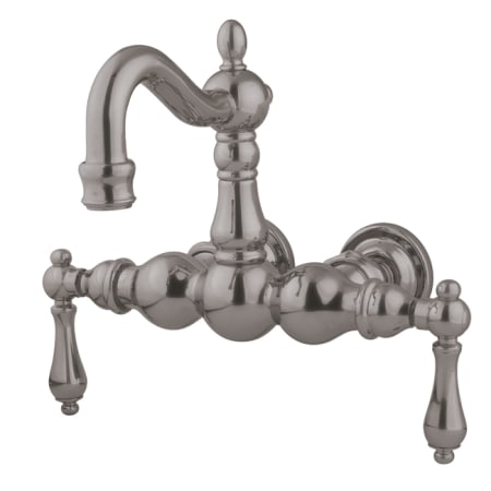 Kingston Brass Vintage Wall Mounted Clawfoot Tub Filler with Metal Lever Handles Brushed Nickel