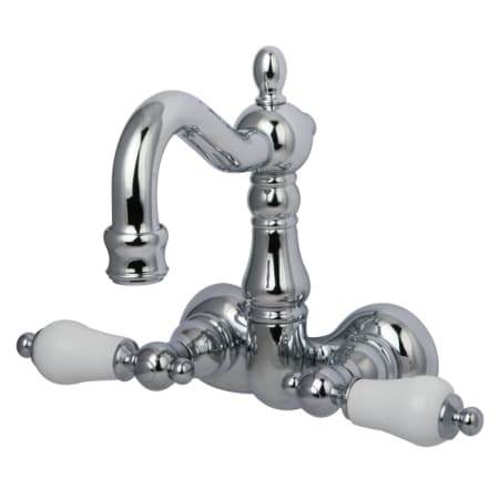 Kingston Brass Vintage Wall Mounted Clawfoot Tub Filler with Porcelain Lever Handles Polished Chrome