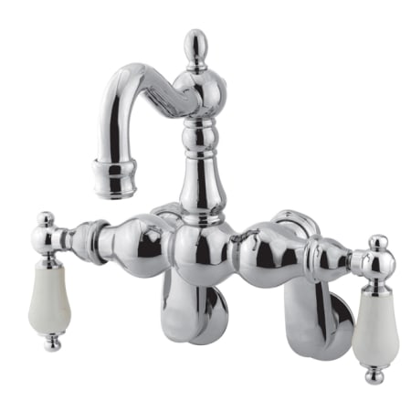 Kingston Brass Vintage Wall Mounted Clawfoot Tub Filler with Porcelain Lever Handles Polished Chrome