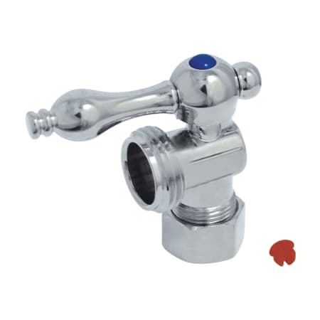 Kingston Brass Vintage Angle Stop with 1/2 Inch Copper (5/8 Inch OD) Comp, 3/4 Inch Hose Connections and Metal Lever Polished Chrome