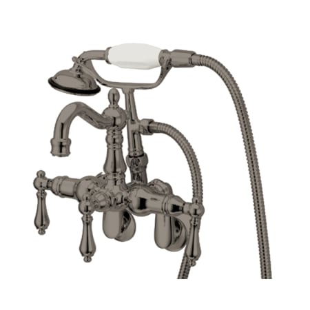 Kingston Brass Vintage Wall Mounted Clawfoot Tub Filler with Personal Hand Shower and Metal Lever Handles Brushed Nickel