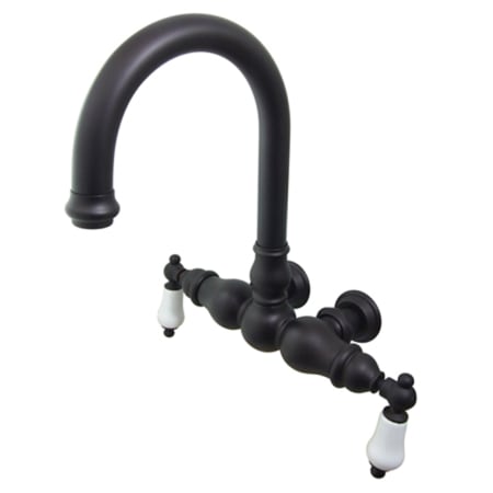 Kingston Brass Vintage Wall Mounted Clawfoot Tub Filler with Porcelain Lever Handles Oil Rubbed Bronze