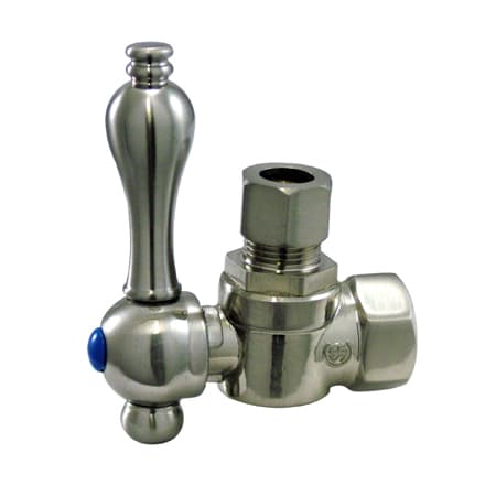 Kingston Brass Vintage Angle Stop with 3/8 Inch IPS, 3/8 Inch OD Comp and Metal Lever Handle Brushed Nickel