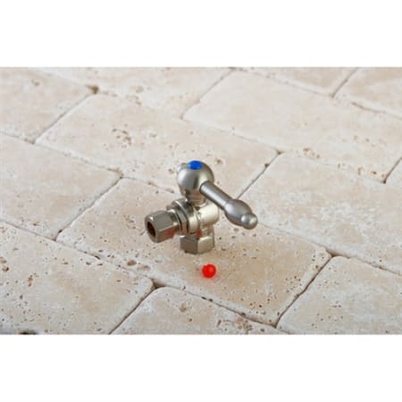 Kingston Brass Vintage Angle Stop with 3/8 Inch IPS, 3/8 Inch OD Comp and Knight Lever Handle Brushed Nickel