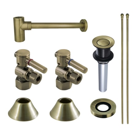 Kingston Brass Trimscape Sink Accessories and Parts Modern Plumbing Sink Trim Kit with Bottle Trap and Drain Antique Brass