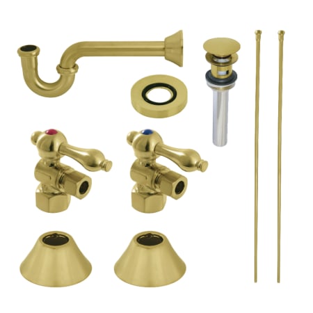 Kingston Brass Trimscape Sink Accessories and Parts Traditional Plumbing Sink Trim Kit with P-Trap and Overflow Drain Brushed Brass