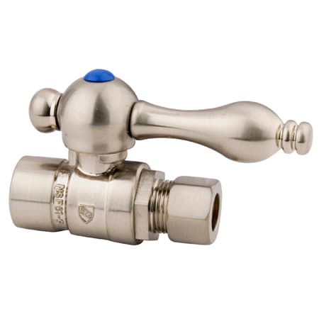 Kingston Brass Vintage Straight Stop with 1/2 Inch Sweat, 3/8 Inch OD and Metal Lever Brushed Nickel
