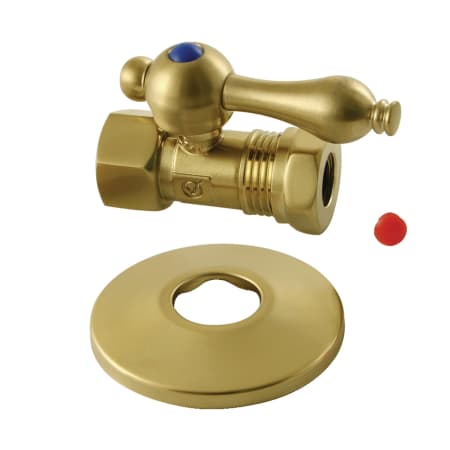 Kingston Brass Vintage 1/2" FIP x 1/2" or 7/16" Slip Joint Quarter-Turn Straight Stop Valve with Flange Brushed Brass