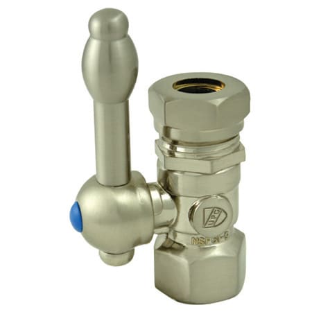 Kingston Brass Vintage Straight Stop with 1/2 Inch IPS, 1/2 Inch or 7/16 Inch Slip Joint and Knight Lever Brushed Nickel