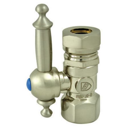 Kingston Brass Vintage Straight Stop with 1/2 Inch IPS, 1/2 Inch or 7/16 Inch Slip Joint and Templeton Lever Brushed Nickel