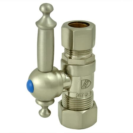 Kingston Brass 5/8" OD Comp X 1/2" OD Comp Straight Shut-Off Valve Brushed Nickel