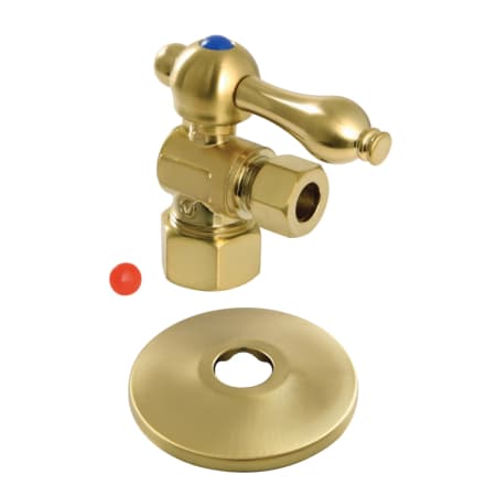 Kingston Brass Vintage Mixing Valve Quarter Turn Valve with Flange (5/8" X 3/8" OD Compression) Brushed Brass
