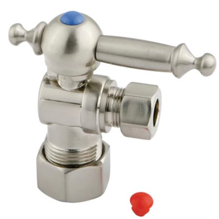 Kingston Brass Vintage Angle Stop with 5/8 Inch OD, 3/8 Inch OD and Templeton Lever Brushed Nickel