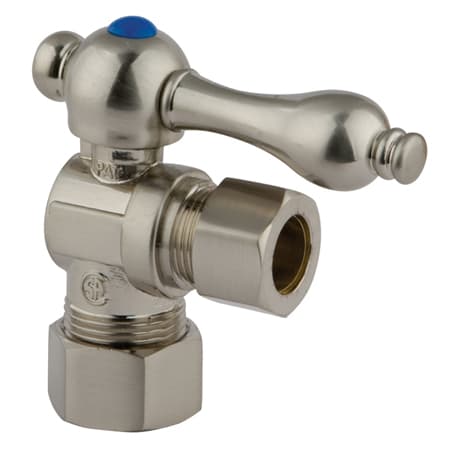 Kingston Brass Vintage Angle Stop with 1/2 Inch OD, 5/8 Inch OD and Metal Lever Brushed Nickel