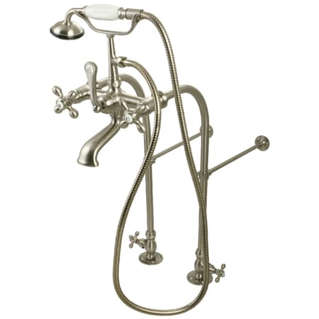 Kingston Brass Vintage Deck Mounted Clawfoot Tub Filler with Built-In Diverter - Includes Hand Shower and Supply Lines Brushed Nickel
