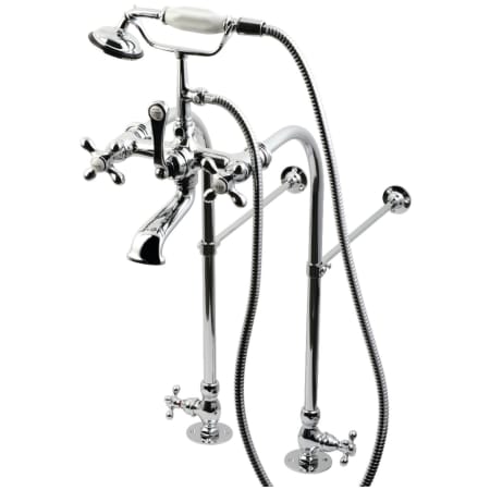 Kingston Brass Vintage Deck Mounted Clawfoot Tub Filler with Built-In Diverter - Includes Hand Shower Polished Chrome