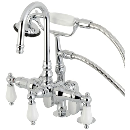 Kingston Brass Vintage Deck Mounted Clawfoot Tub Filler with Built-In Diverter - Includes Hand Shower Polished Chrome