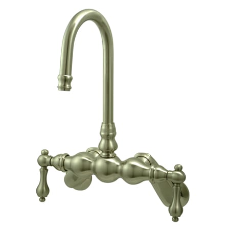 Kingston Brass Vintage Wall Mounted Clawfoot Tub Filler with Metal Lever Handles Brushed Nickel