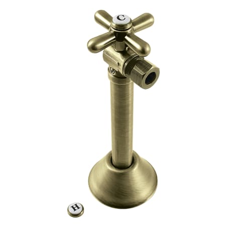 Kingston Brass Kingston Brass 1/2" Sweat x 3/8" OD Comp Angle Shut Off Valve with 5" Extension Antique Brass
