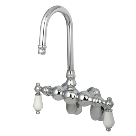 Kingston Brass Vintage Wall Mounted Clawfoot Tub Filler with Porcelain Lever Handles Polished Chrome