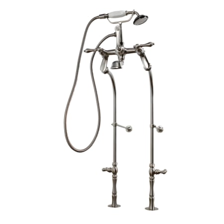 Kingston Brass Vintage Floor Mounted Clawfoot Tub Filler Package with Built-In Diverter - Includes Hand Shower Brushed Nickel
